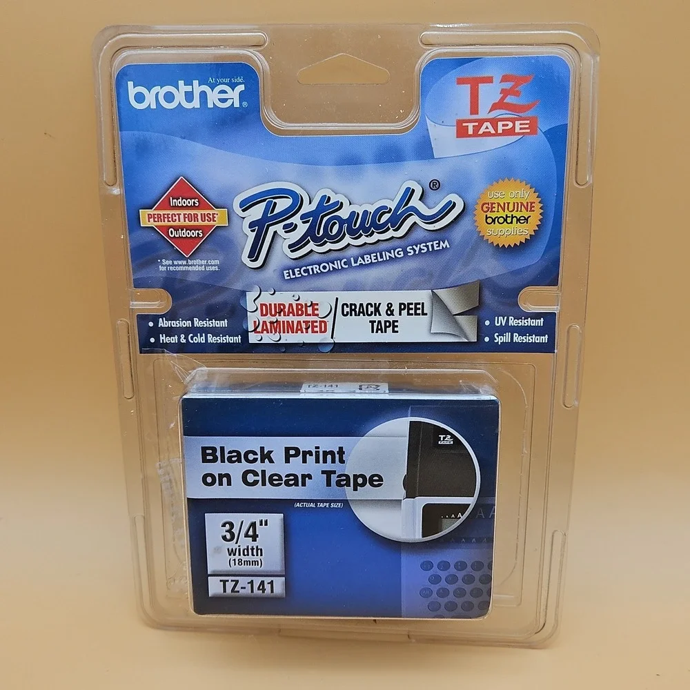 Brother P-Touch TZ-141 Genuine Black Ink on 3/4
